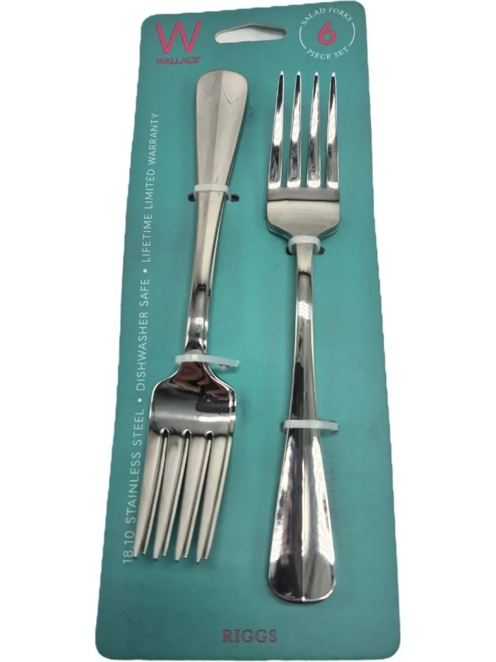 Wallace Riggs Salad Forks 6-Piece Silverware Set Dishwasher Safe 18/10 Stainless
